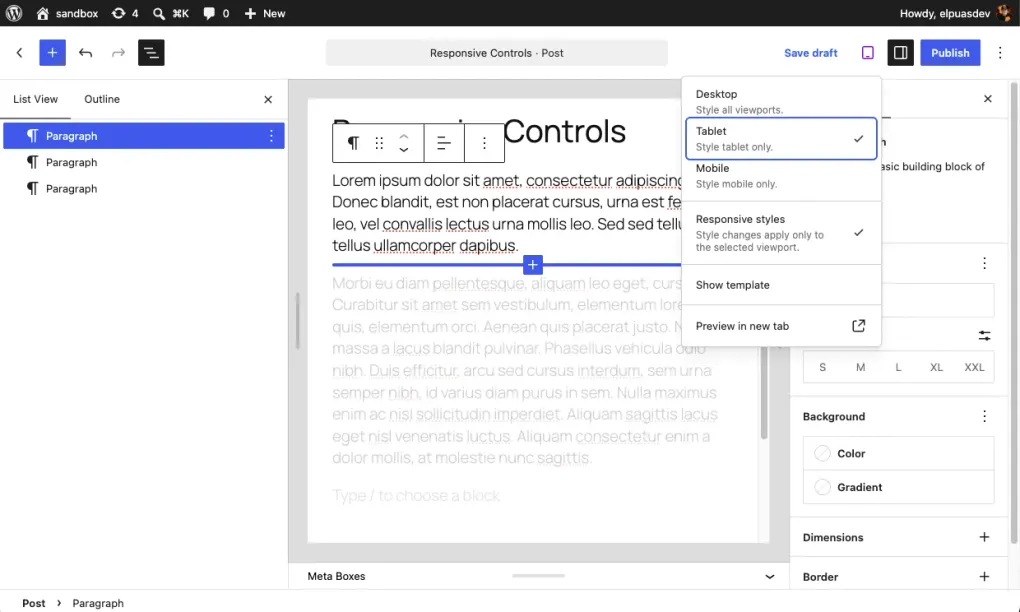 Responsive controls in WordPress 7.1