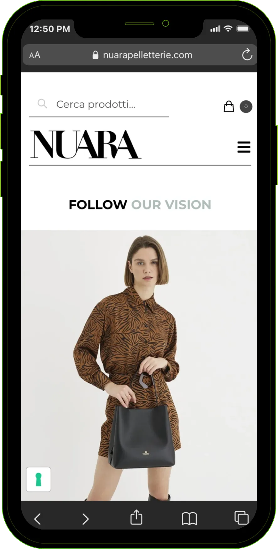 Vista del proyecto Nuara Pelletterie en la homepage
